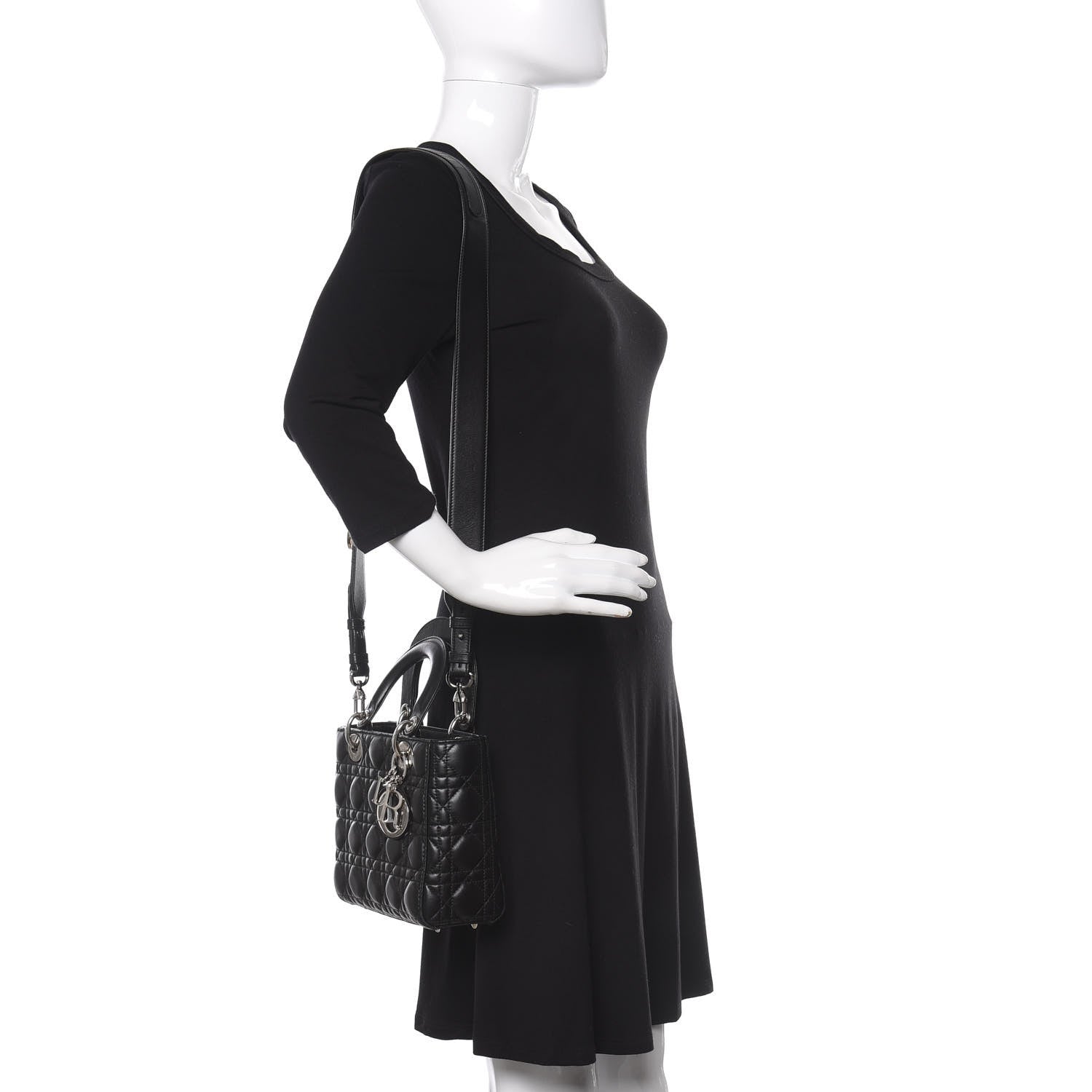 Christian Dior Lambskin Cannage Small Lucky Badges My Lady Dior Black 2 of 11