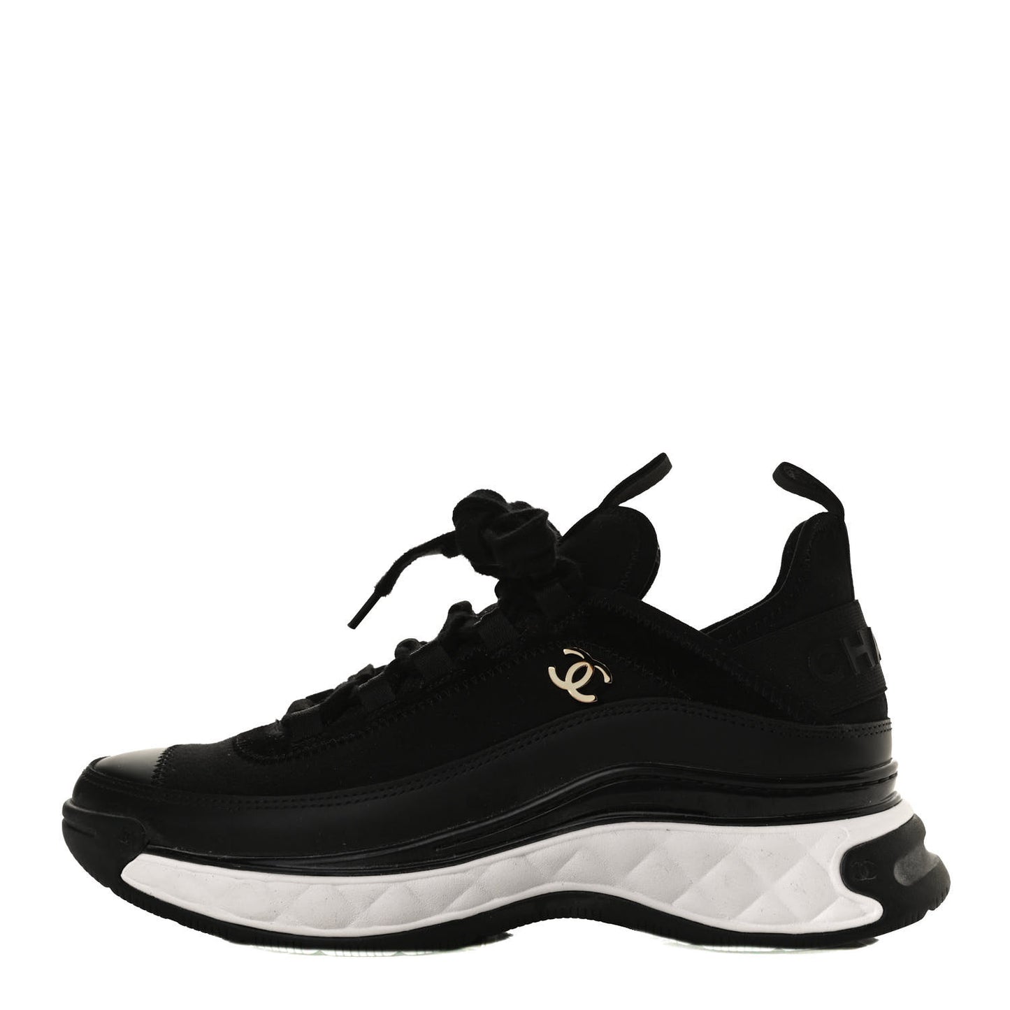 Velvet Calfskin Mixed Fibers CC Sneakers 37 Black
