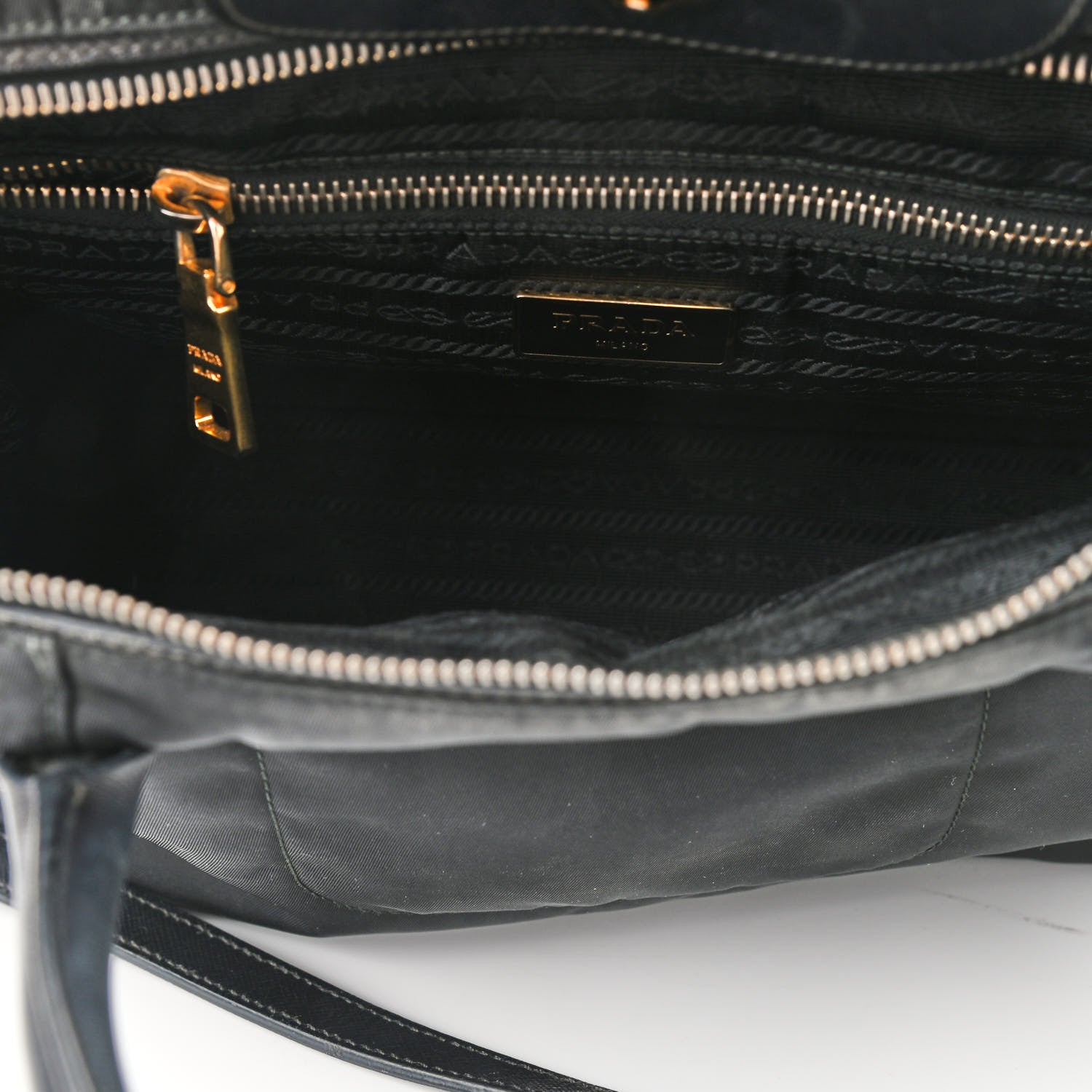 Prada Tessuto Nylon Saffiano Tote Black 7 of 9