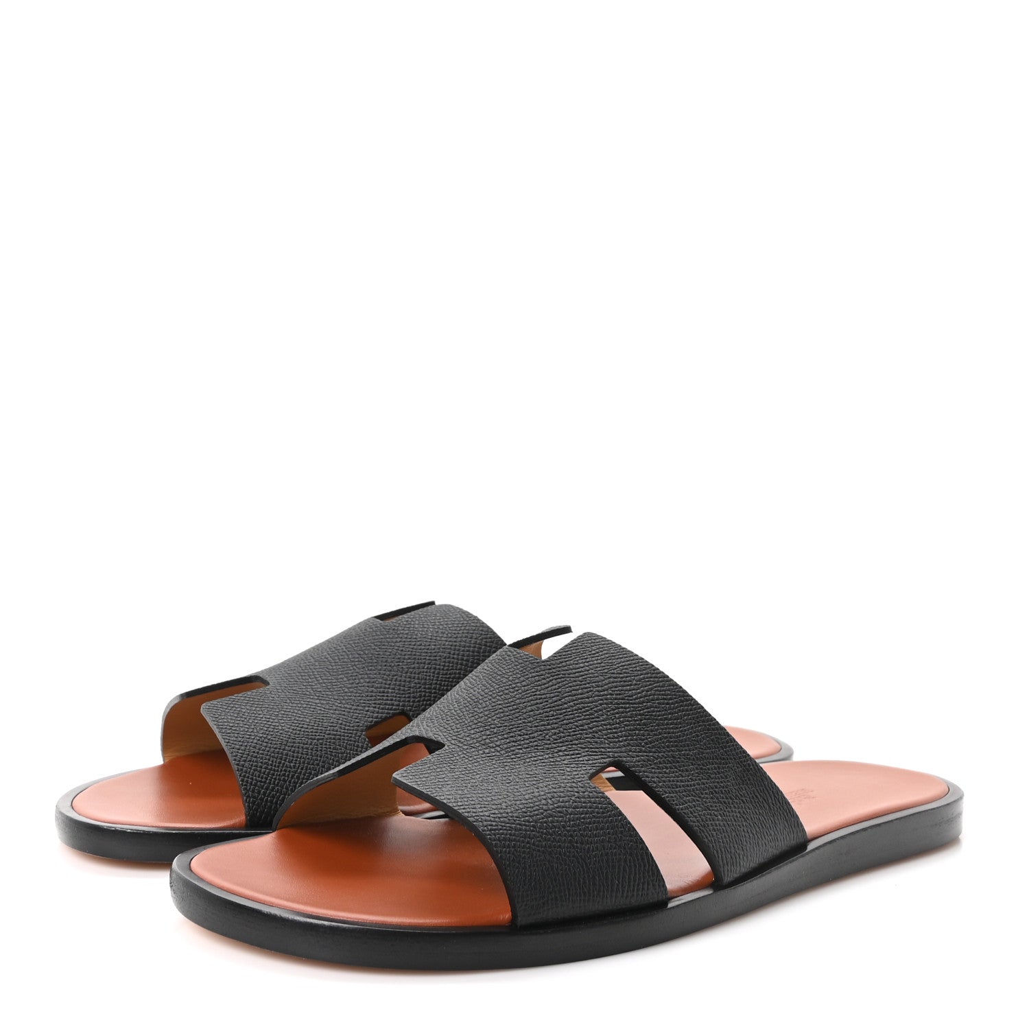 Hermes Epsom Mens Izmir Sandals 42 Black Brique 1889763 – FASHIONPHILE