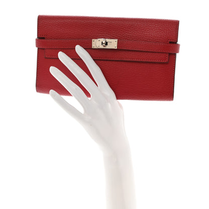 Hermes Chevre Mysore Kelly Longue Wallet Rouge Casaque 2 of 8