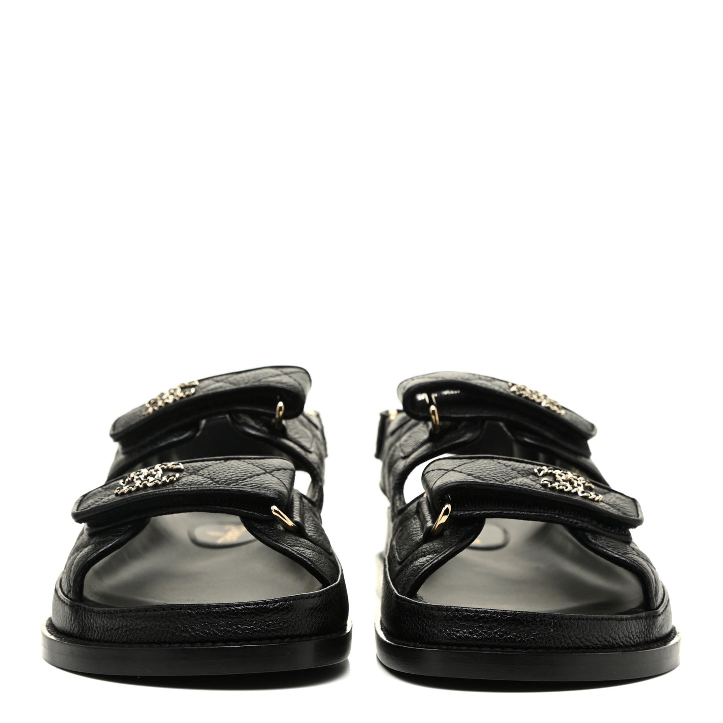 Grained Calfskin Velcro Dad Sandals 37.5 Black