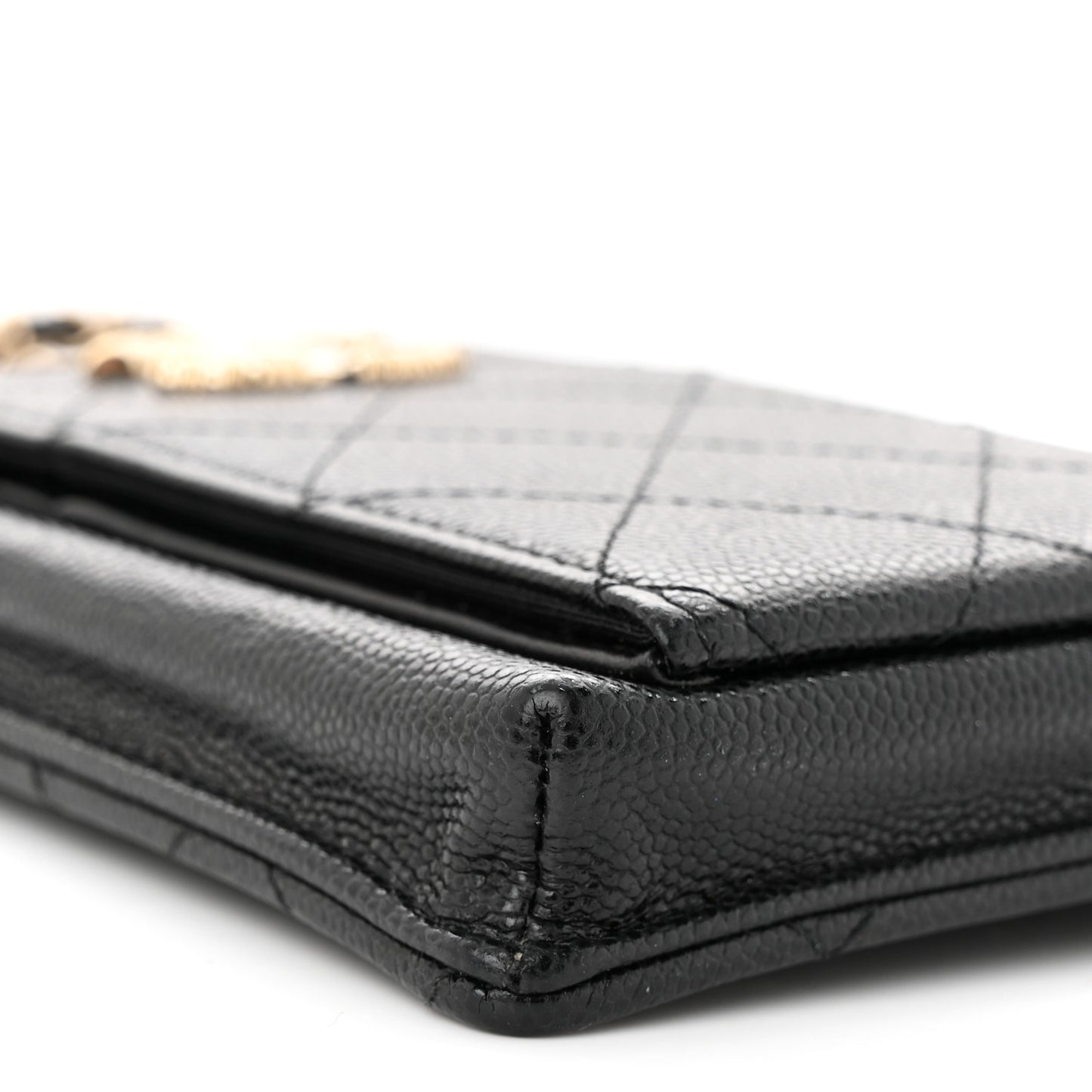 Caviar Quilted Zip Phone Case Black