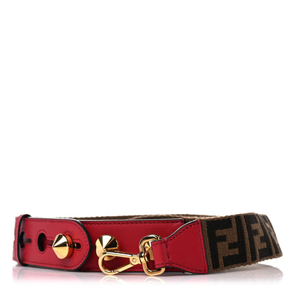 Fendi Ribbon Vitello Century FF 1974 Studded Strap You Fango Marrone Fragola 1 of 4