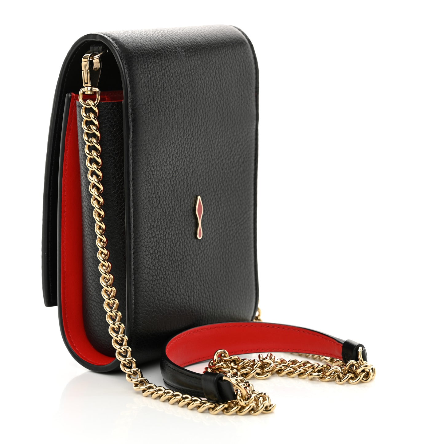 Calfskin Spikes Loubinthesky Paloma Crossbody Phone Case Black Multicolor