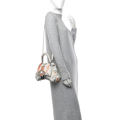 Balenciaga Faux Calfskin Fabric Glow In The Dark Small Sneakerhead Top Handle Bag White Orange 2 of 15