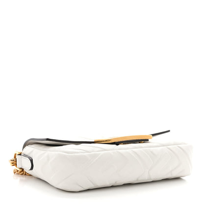 Fendi Nappa FF 1974 Embossed Mini Baguette White 4 of 12