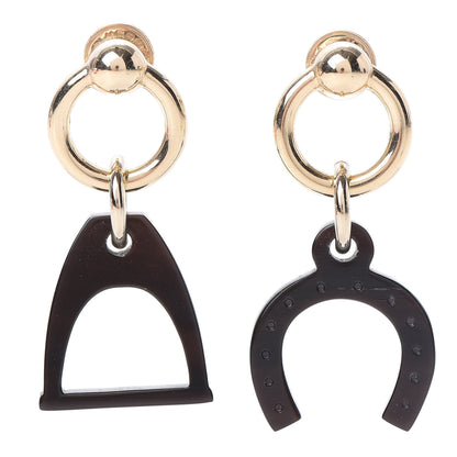 Hermes Permabrass Buffalo Horn Amulettes Equestre Earrings 1 of 6