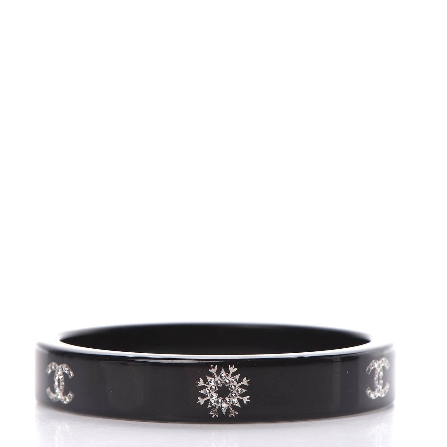 Resin Crystal Snowflake CC Bangle Black