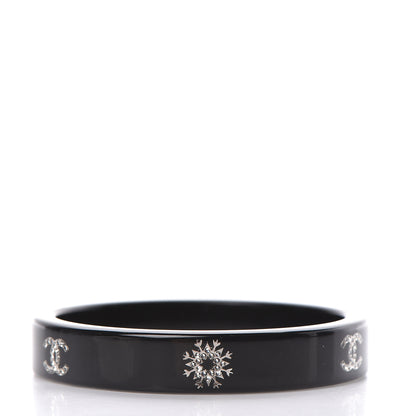 Chanel Resin Crystal Snowflake CC Bangle Black 3 of 4