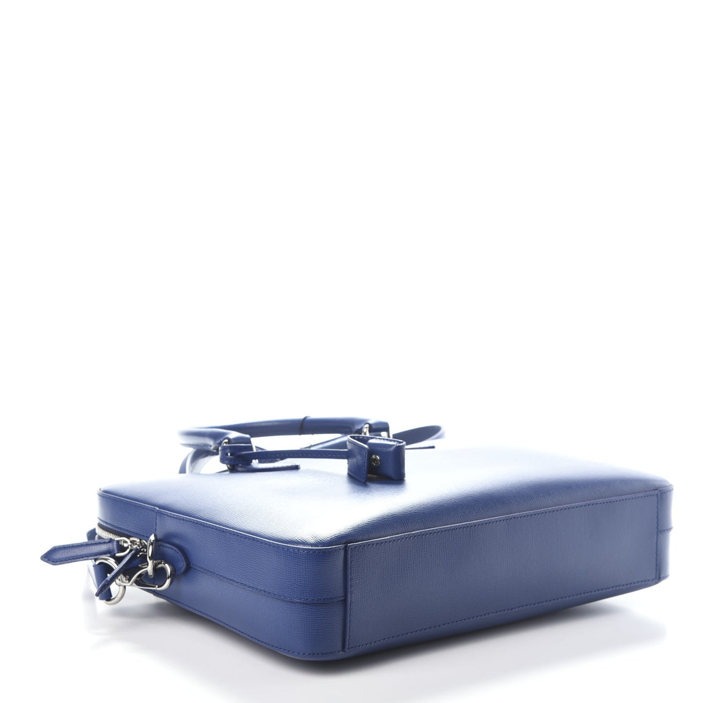 Textured Calfskin Barrow Briefcase Deep Blue
