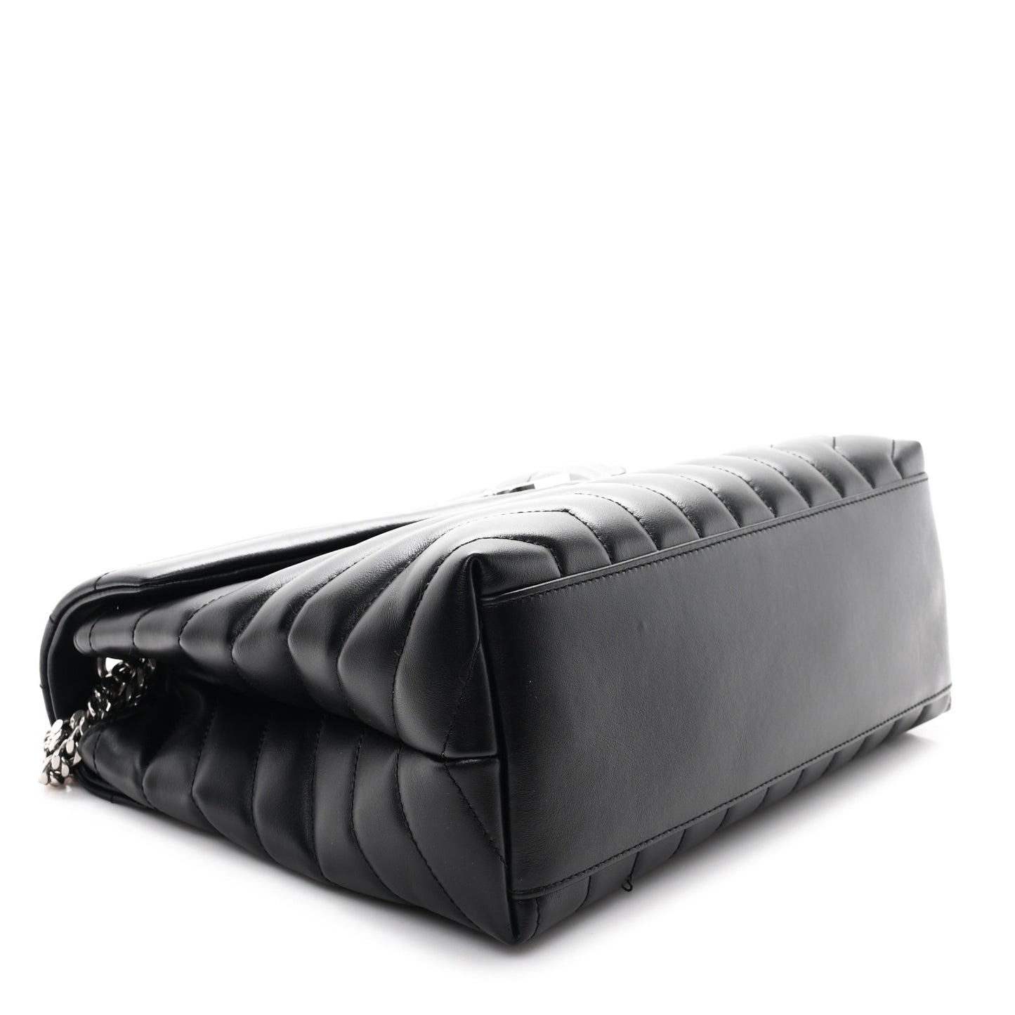 Calfskin Y Quilted Monogram Medium Loulou Chain Satchel Black