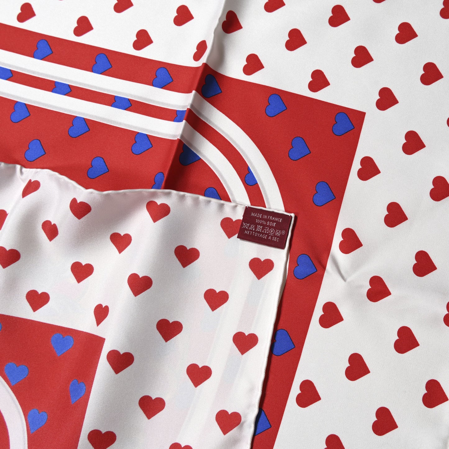 Silk Brides De Gala Love Scarf 90 Rouge Vif Marine White