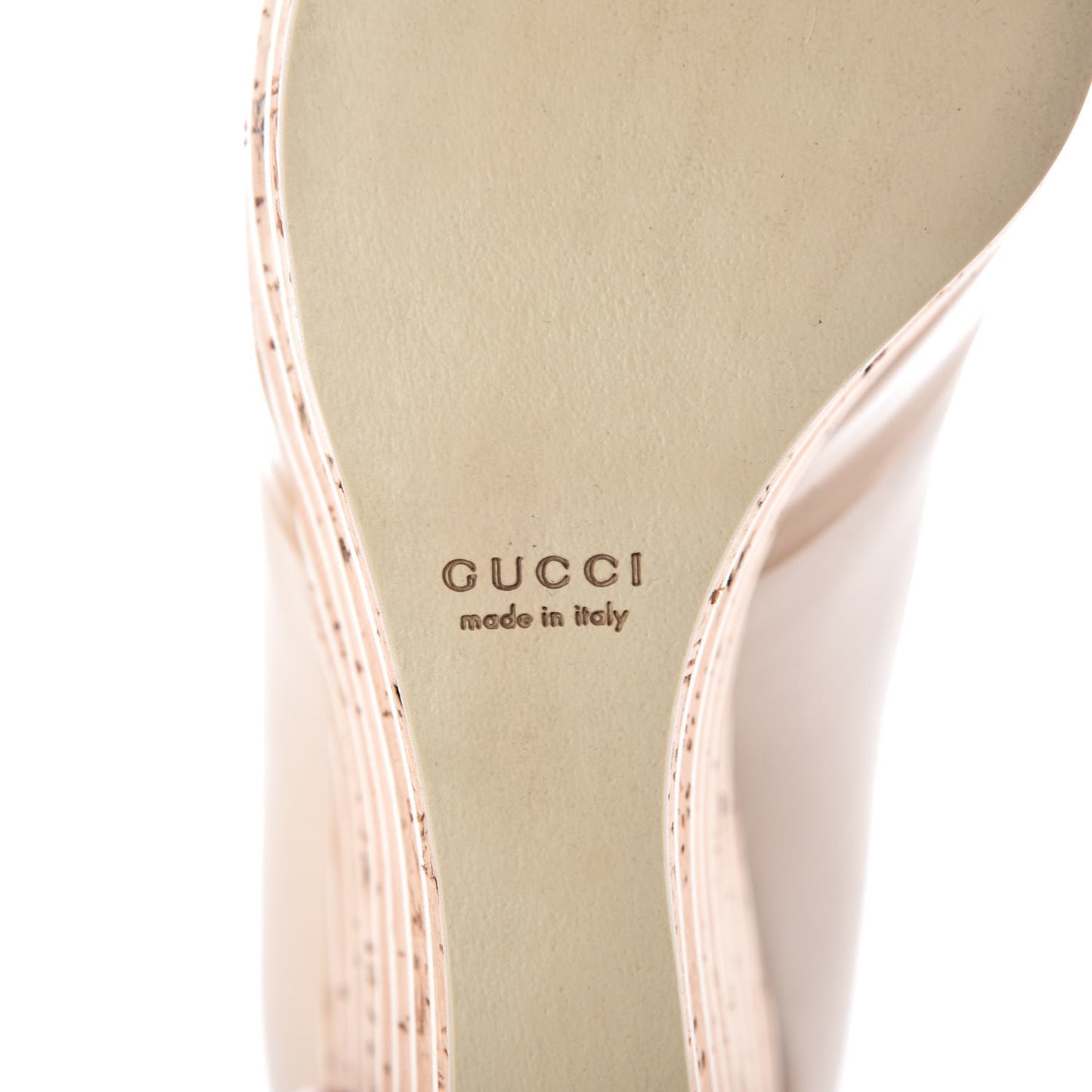 Patent Cork Eilin Striped Wedge Sandals 38.5 Nude