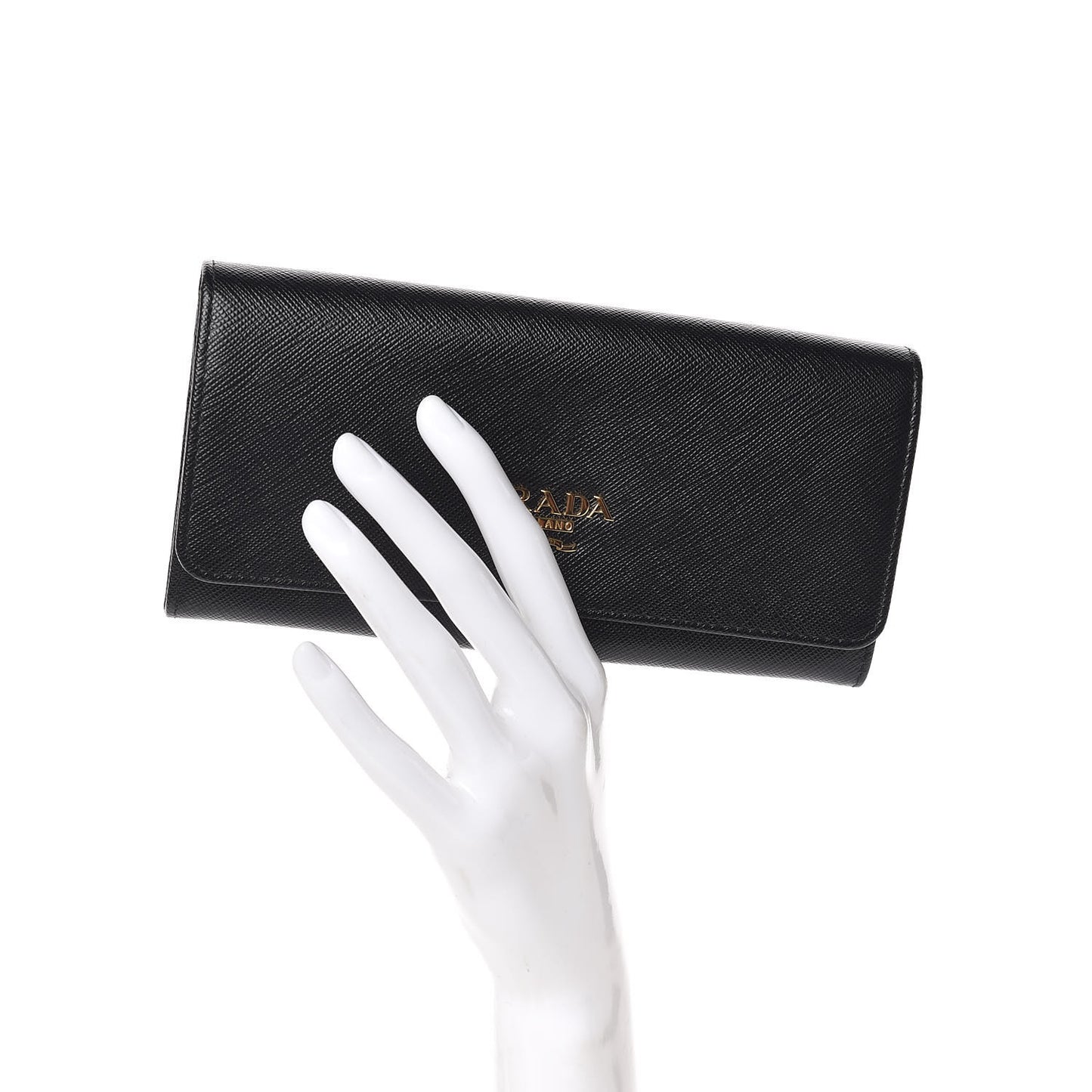 Saffiano Metal Continental Flap Wallet Black