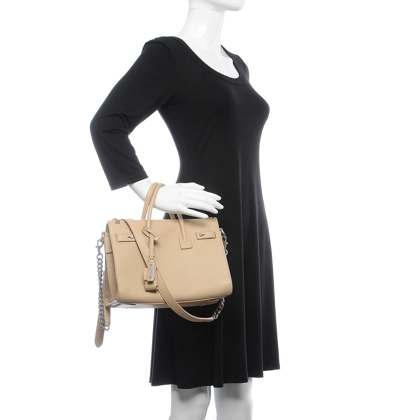 Grained Calfskin Baby Sac De Jour Souple Dark Beige