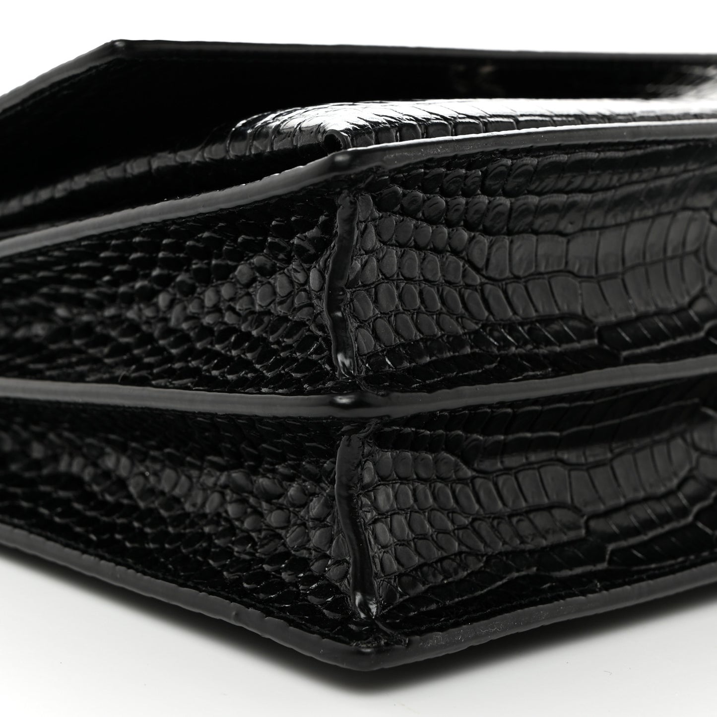 Calfskin Crocodile Embossed Medium Monogram Sunset Black
