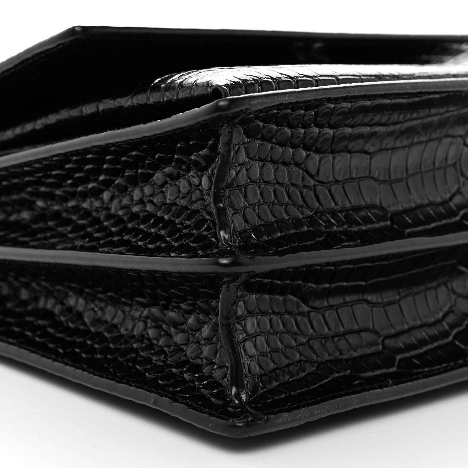 Saint Laurent Calfskin Crocodile Embossed Medium Monogram Sunset Black 10 of 12