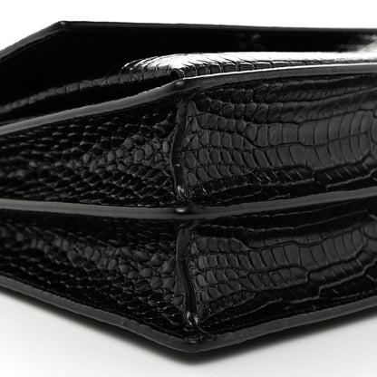 Saint Laurent Calfskin Crocodile Embossed Medium Monogram Sunset Black 10 of 12