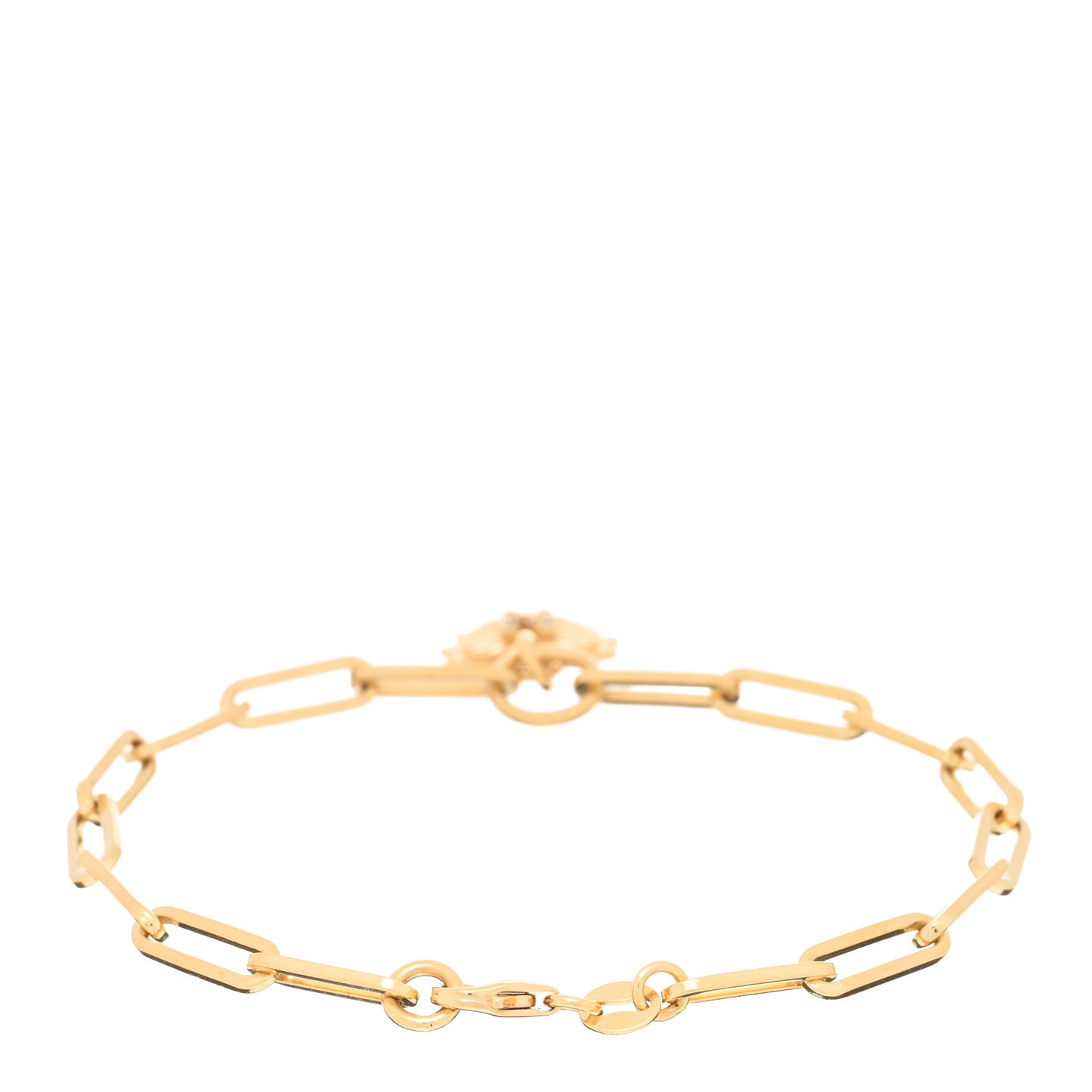 18K Yellow Gold Diamond Miniature Heart Initial Love Classic Fob Clip Chain Bracelet