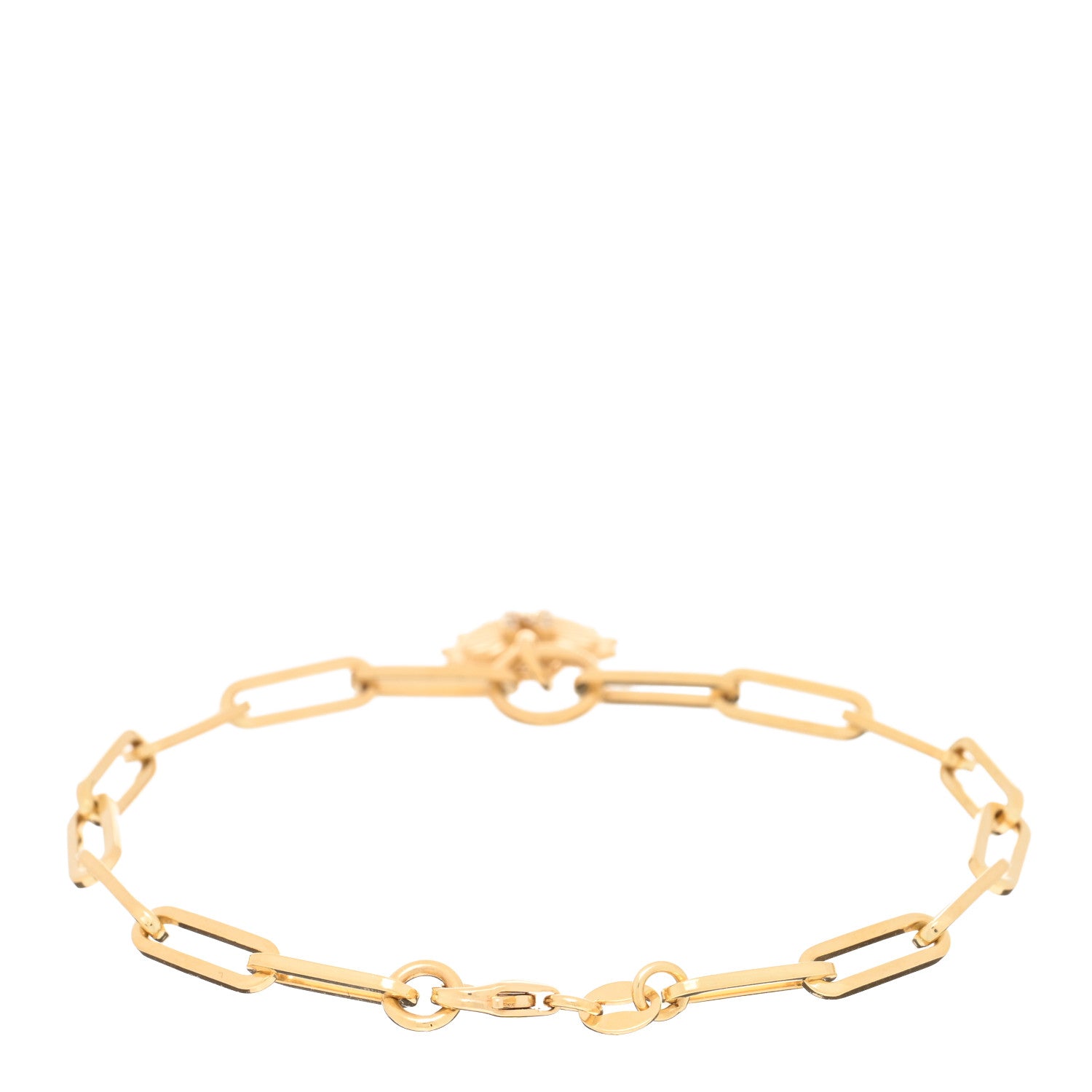 Foundrae 18K Yellow Gold Diamond Miniature Heart Initial Love Classic Fob Clip Chain Bracelet 2 of 5