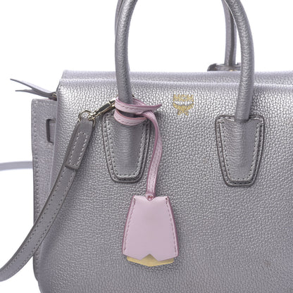 MCM Metallic Grained Calfskin Mini Milla Tote Spike Silver 8 of 15