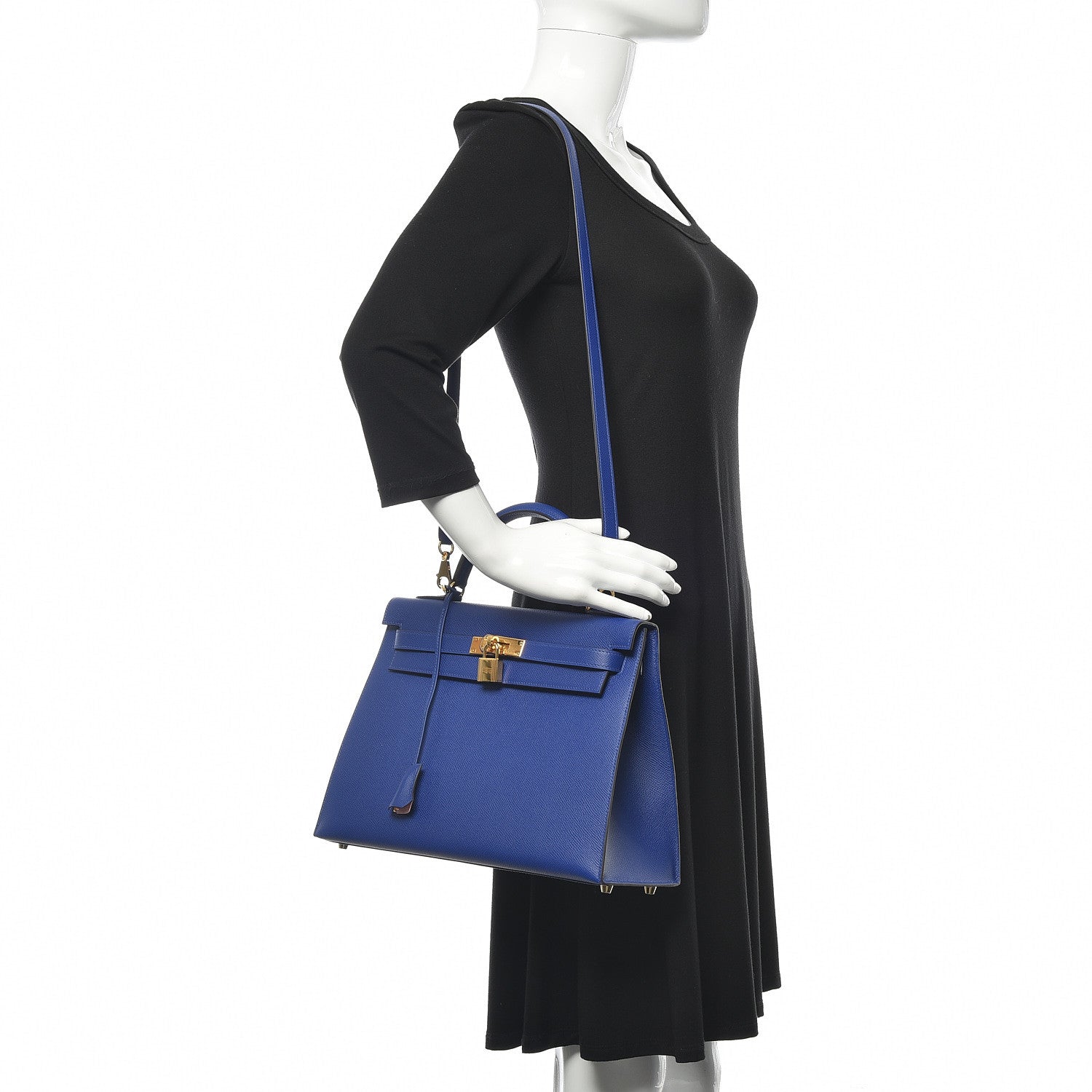 Hermes Epsom Horseshoe Kelly Sellier 32 Bleu Electrique Rose Sakura 2 of 31