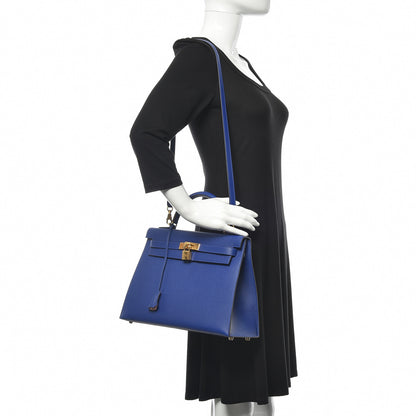 Hermes Epsom Horseshoe Kelly Sellier 32 Bleu Electrique Rose Sakura 2 of 31