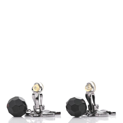Chanel Ruthenium CC Bead Drop Clip On Earrings Black 3 of 4
