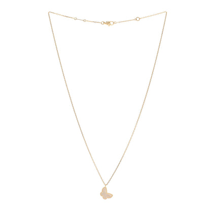 Van Cleef & Arpels 18K Yellow Gold Mother of Pearl Sweet Alhambra Butterfly Pendant Necklace 3 of 5