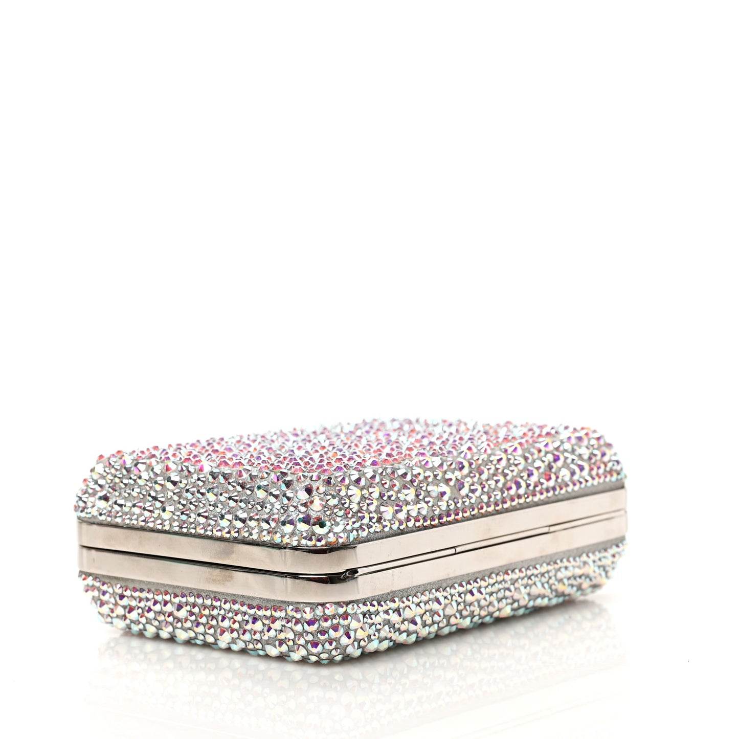 Crystal Strass Fiocco Box Clutch Silver