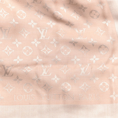Louis Vuitton Silk Wool Monogram Denim Shawl Rose 2 of 3