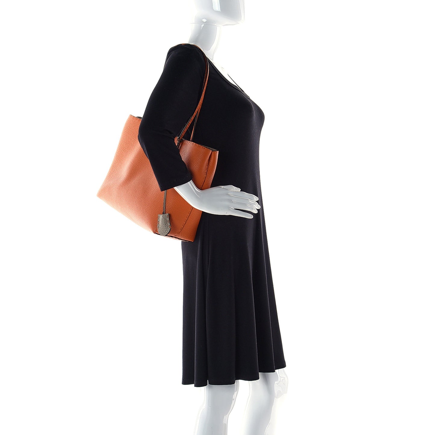 Cuoio Romano Selleria Bi-Color Carla Shopping Tote Orange Stone