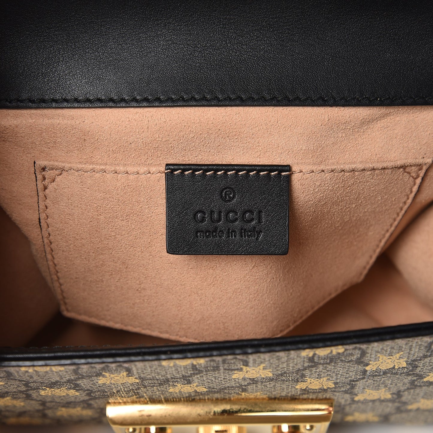 GG Supreme Monogram Bees Small Padlock Shoulder Bag Black