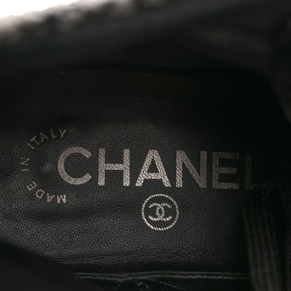 Chanel Tweed Quilted Lace Up Short Boots 36 Black White 5 of 7