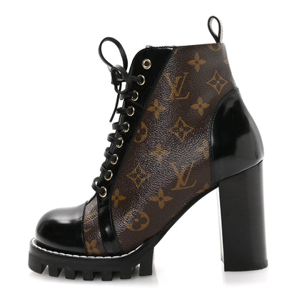 Louis Vuitton Patent Calfskin Monogram Star Trail Ankle Boots 37.5 Black 1 of 7
