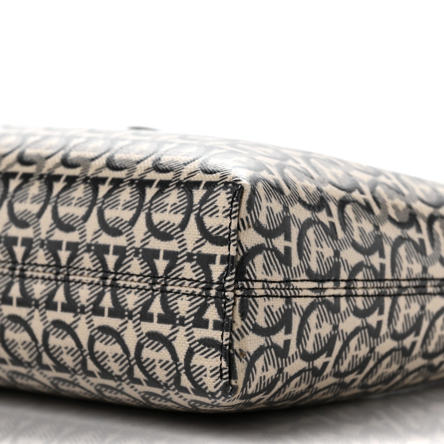 Salvatore Ferragamo Jacquard Trifolio Shoulder Bag Beige Black 8 of 9
