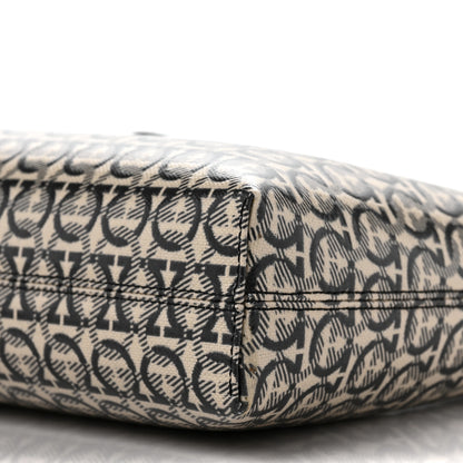Salvatore Ferragamo Jacquard Trifolio Shoulder Bag Beige Black 8 of 9