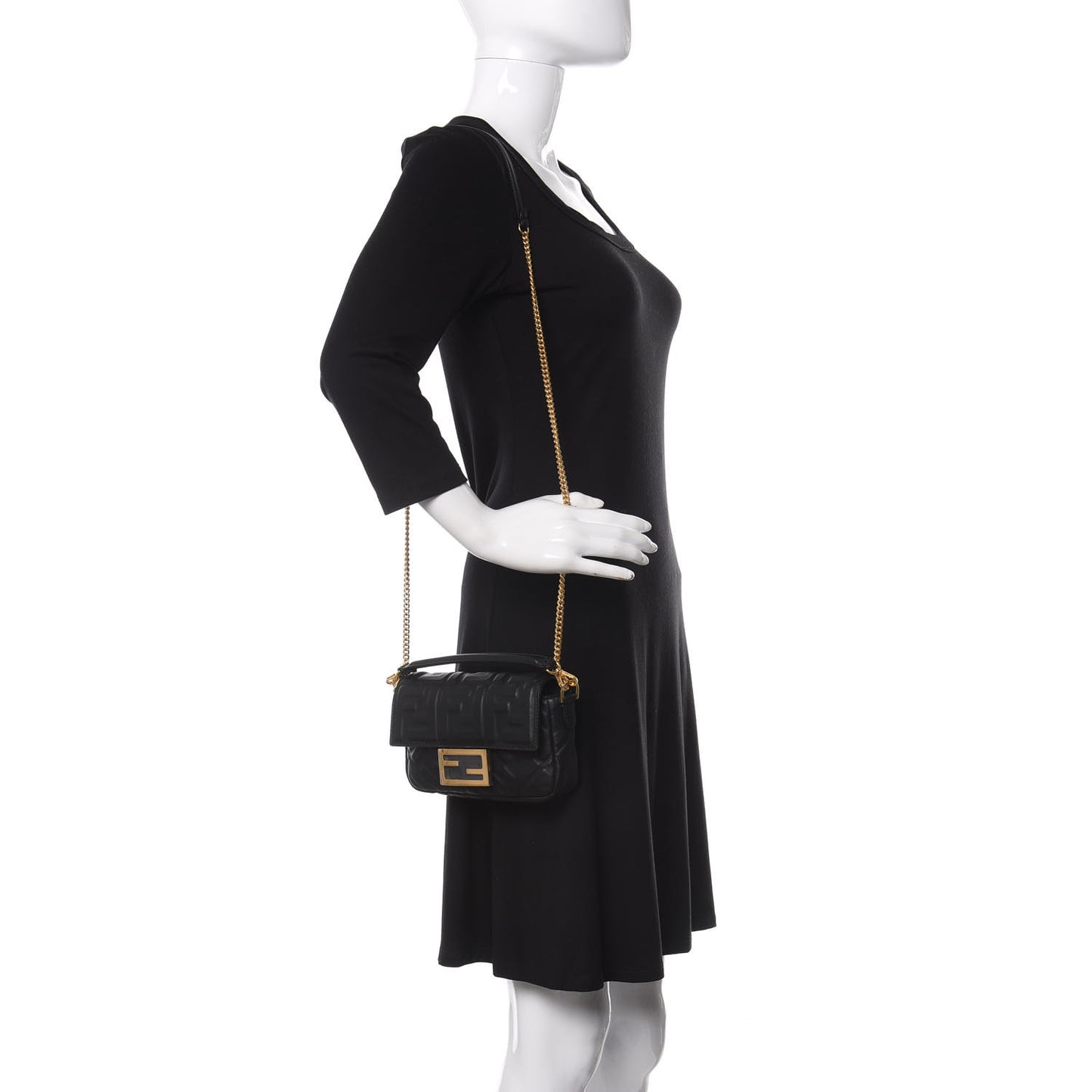 Nappa FF 1974 Embossed Mini Baguette Black