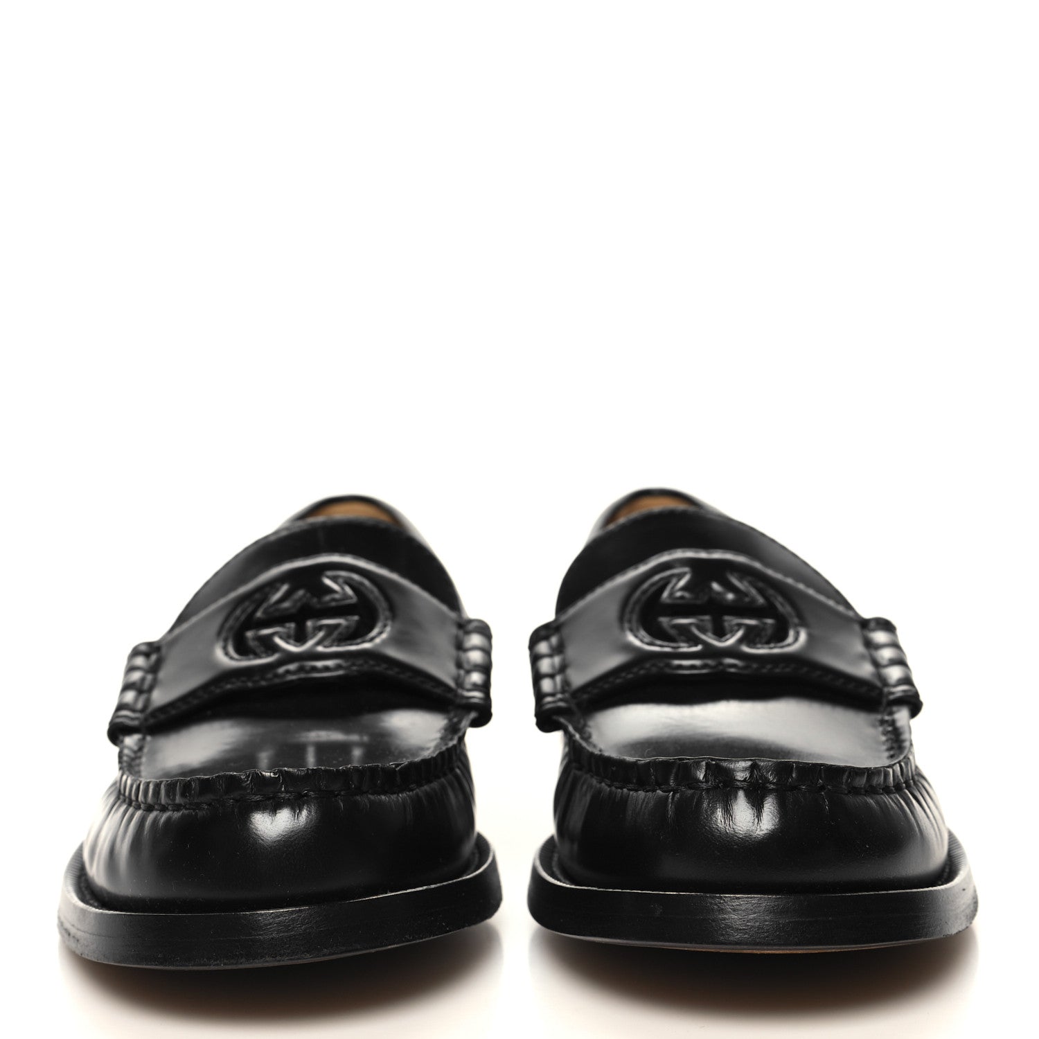 Gucci Millennial Ribot Cut Out Interlocking G Loafers 37.5 Black 2 of 9