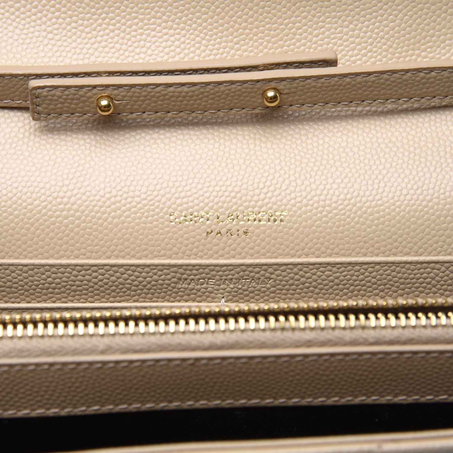 Saint Laurent Grain De Poudre Matelasse Chevron Monogram Chain Wallet Nude Powder 8 of 10