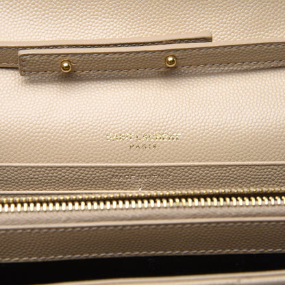 Saint Laurent Grain De Poudre Matelasse Chevron Monogram Chain Wallet Nude Powder 8 of 10