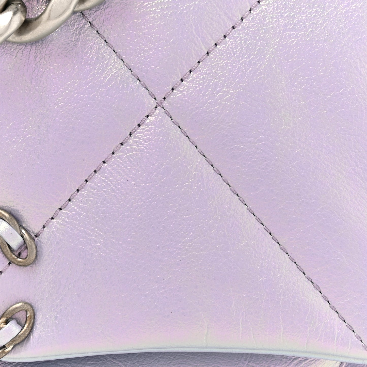 Iridescent Calfskin Quilted Medium Chanel 19 Flap Light Purple Blue