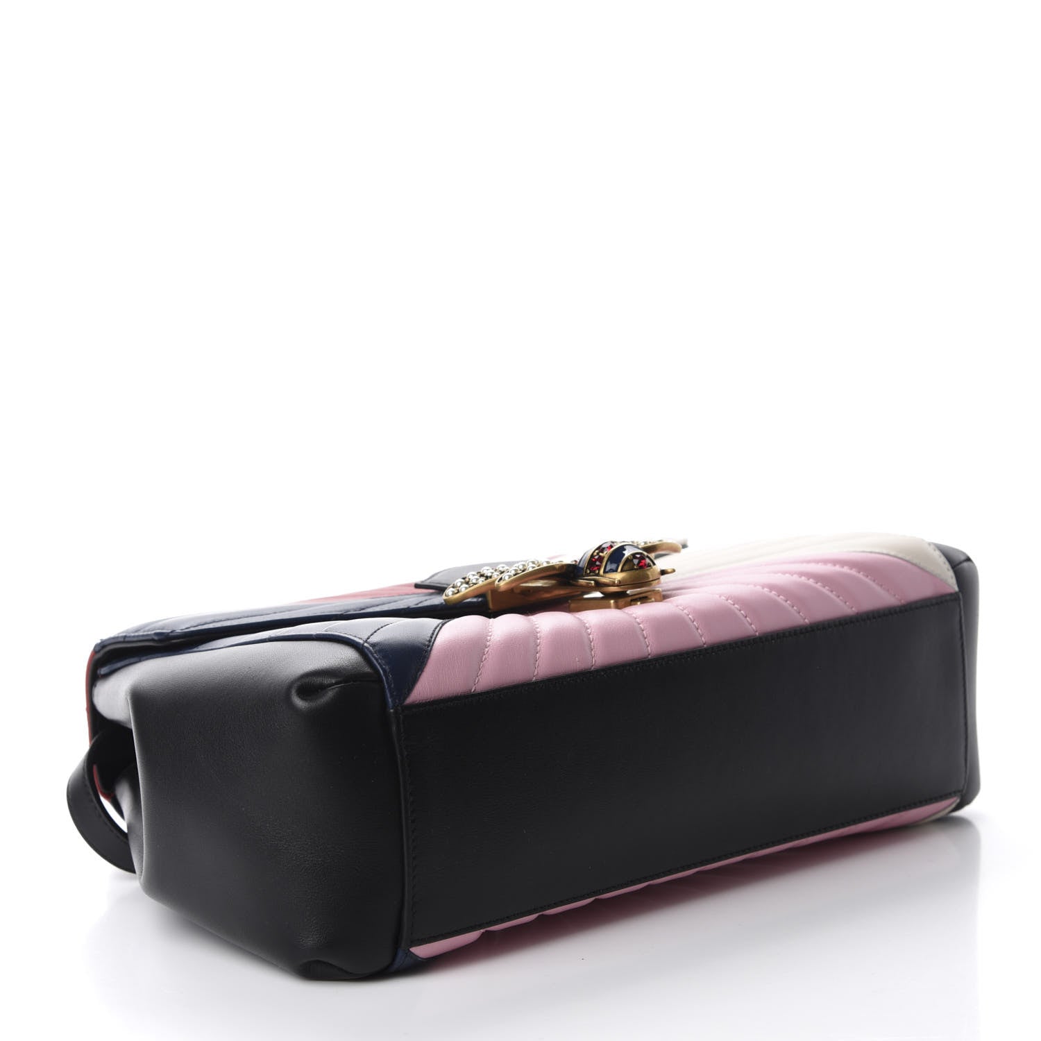 Gucci Calfskin Bamboo Trapuntata Queen Margaret Top Handle Bag Blue Agata Hibiscus Red Mystic White Sugar Pink 4 of 10