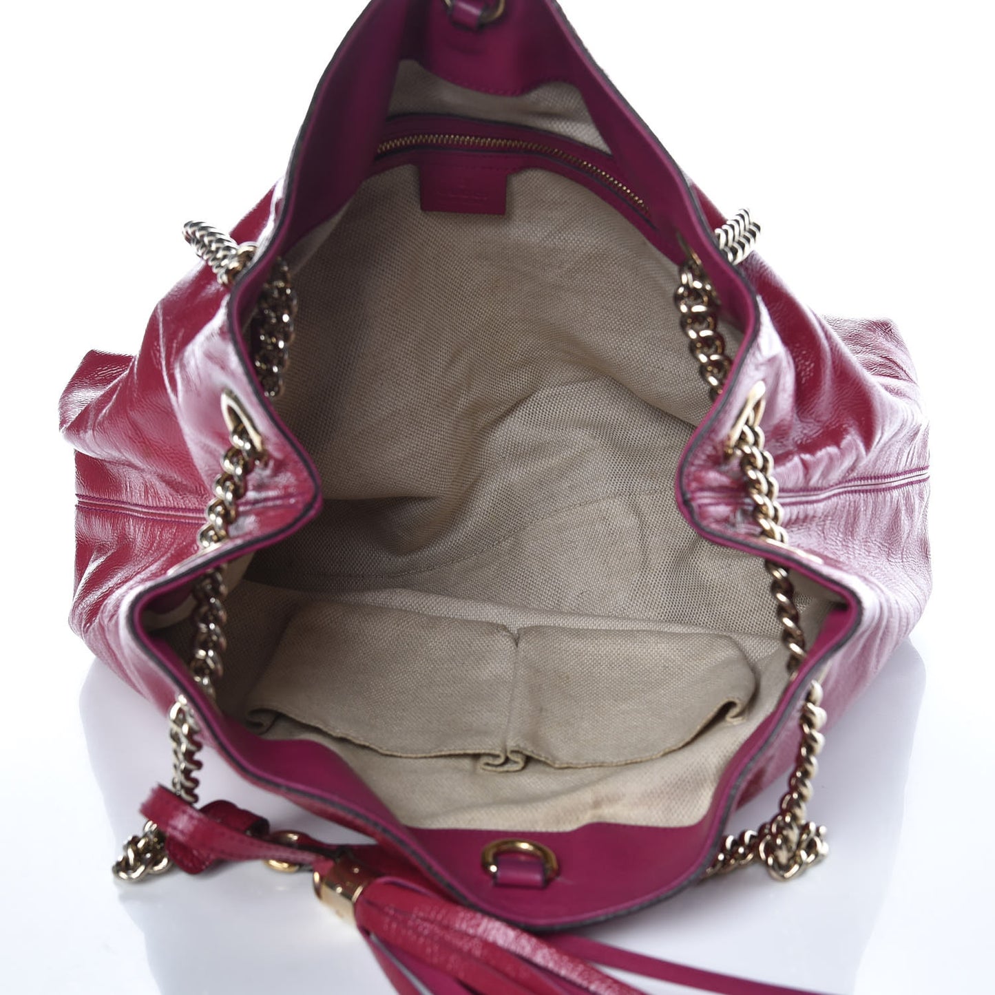 Vernice Naplack Medium Soho Chain Shoulder Bag Bright Bouganville