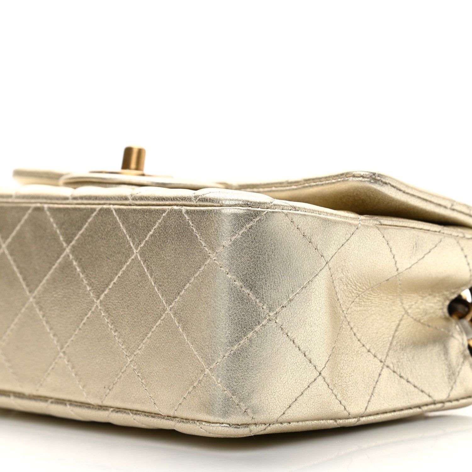Chanel Metallic Lambskin Quilted Mini Rectangular Flap Gold 8 of 8