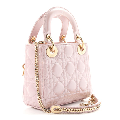 Christian Dior Metallic Lambskin Cannage Mini Lady Dior  Lotus 2 of 10