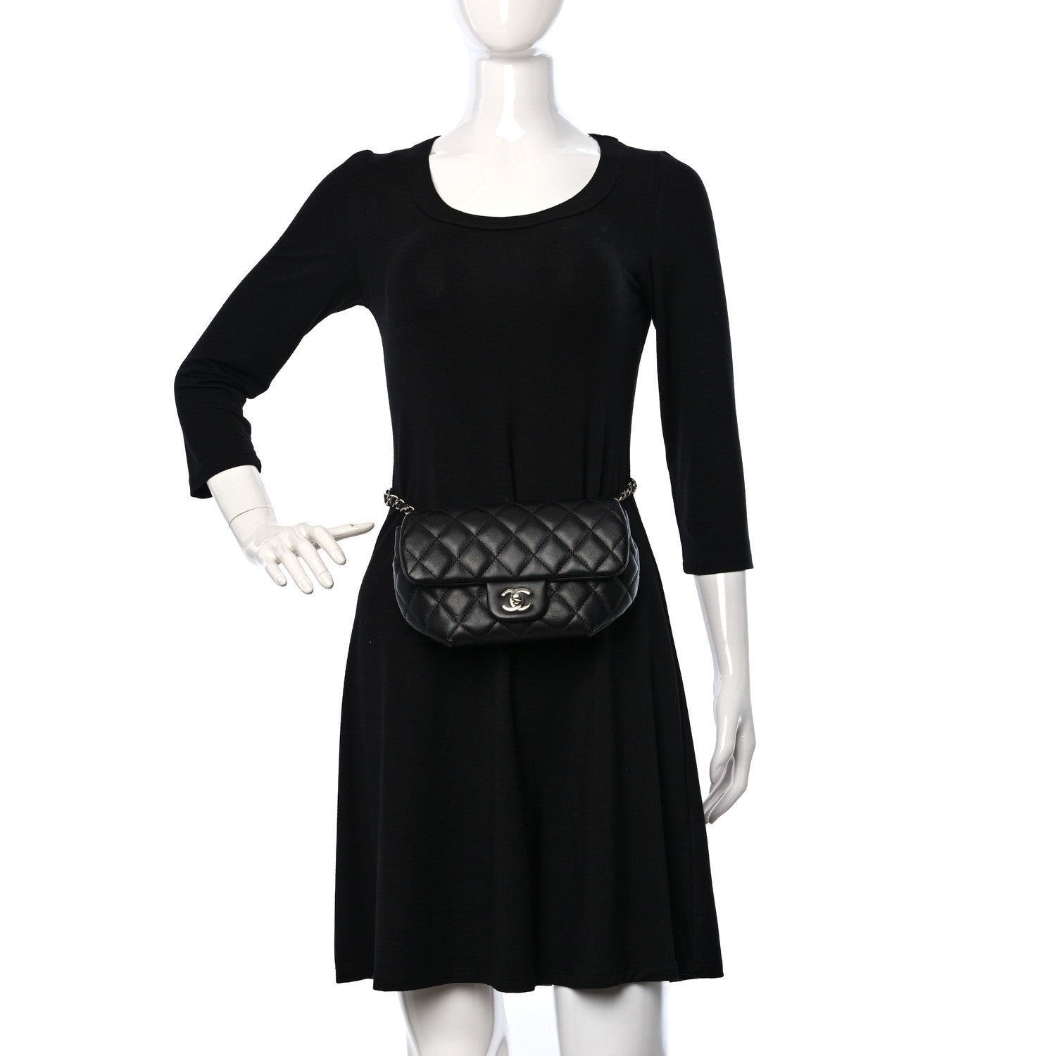 Chanel Calfskin Quilted CC Uniform Flap Belt Bag Black 2 of 9