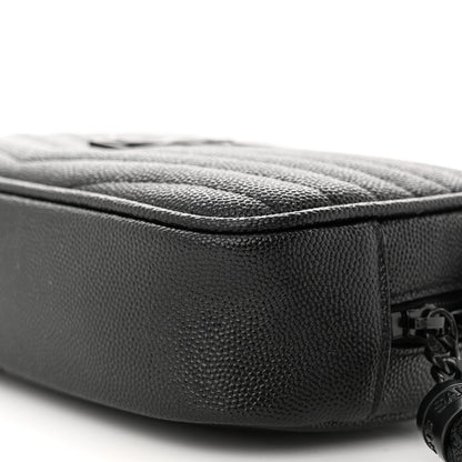 Saint Laurent Grain De Poudre Matelasse Monochrome Monogram Mini Lou Camera Bag Black 10 of 11