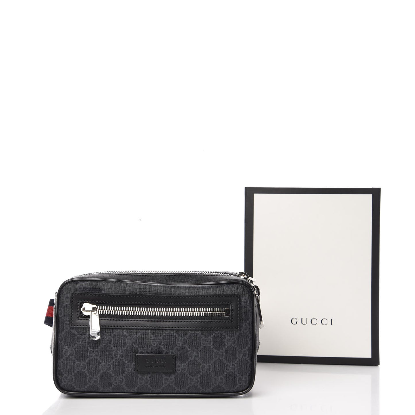 Soft GG Supreme Monogram Web Belt Bag Black Grey